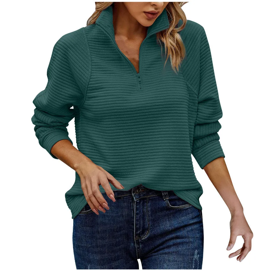 Raven  Textured Zip Collar Jumper