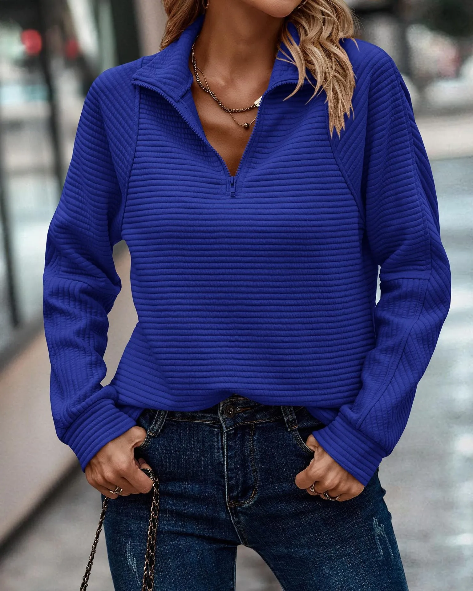 Raven  Textured Zip Collar Jumper