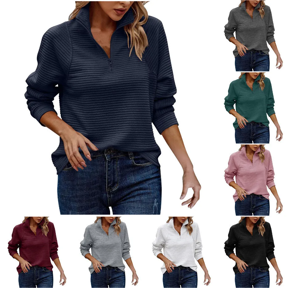Raven  Textured Zip Collar Jumper