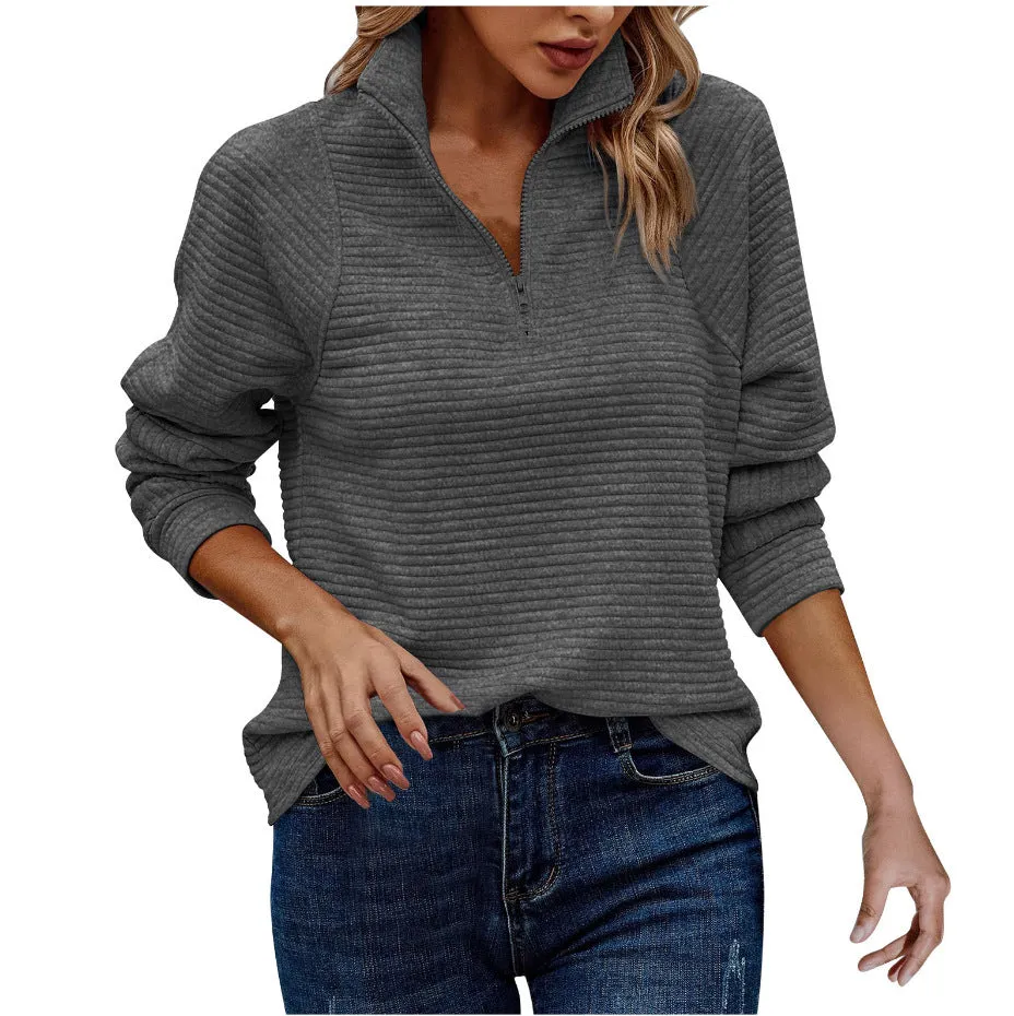 Raven  Textured Zip Collar Jumper