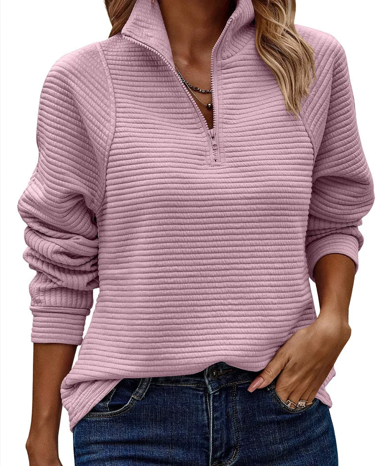 Raven  Textured Zip Collar Jumper