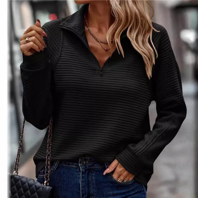 Raven  Textured Zip Collar Jumper