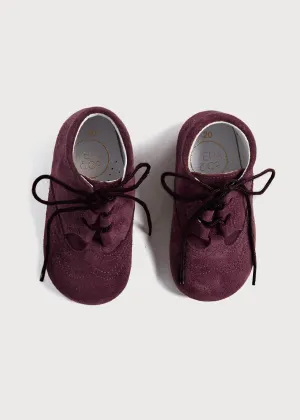 Suede Oxford Baby Booties in Burgundy (20-26EU)