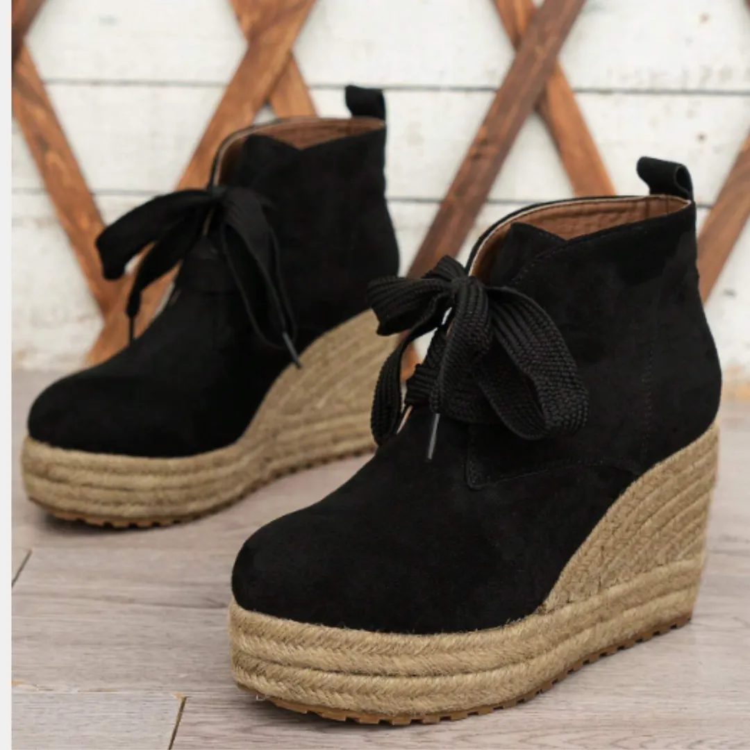 Suede wedge Oxford ankle boots