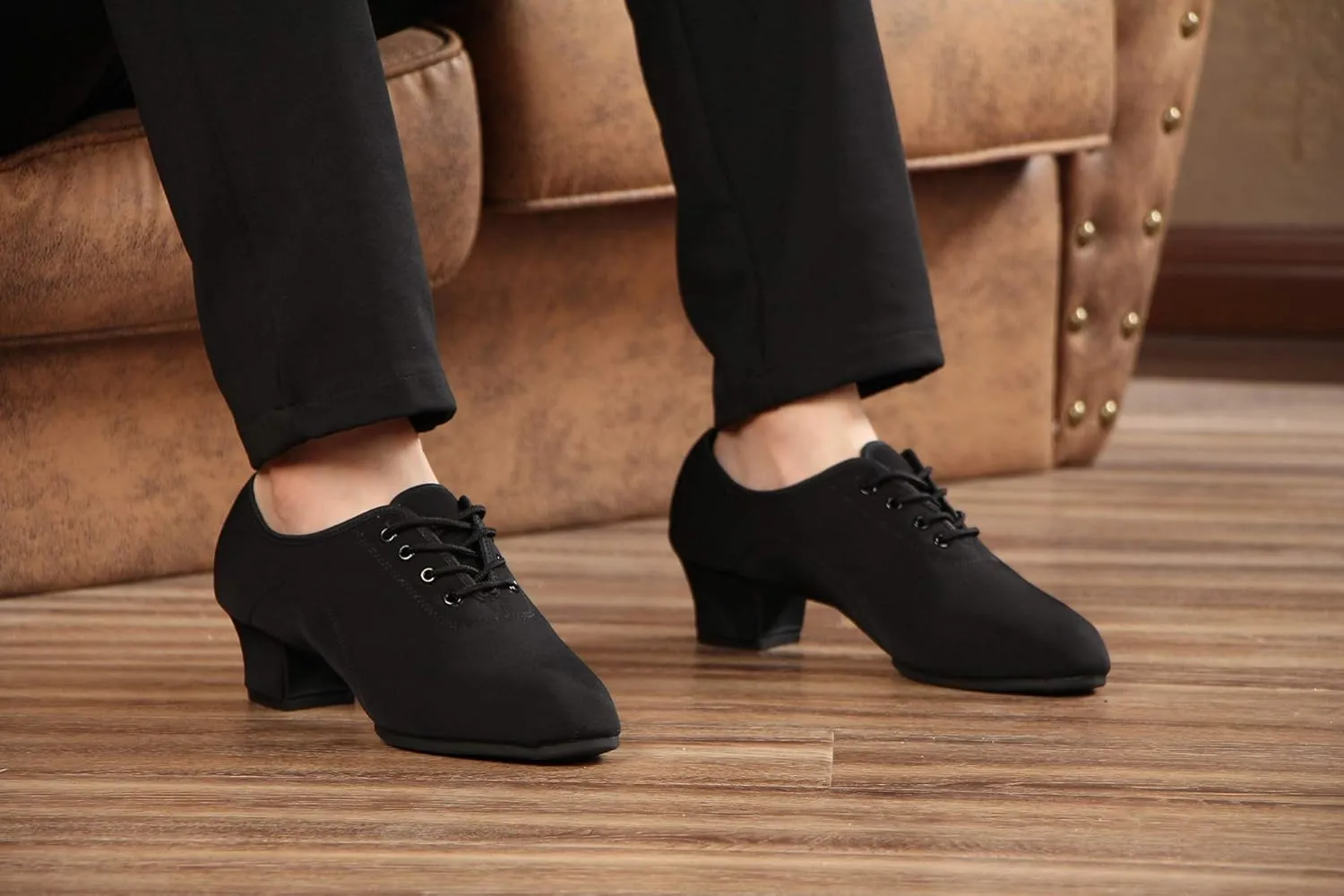 TINRYMX Women Latin Dance Practice Shoes Lace up with Closed Toe Modern Jazz Teaching Oxford Dance Shoes Low Heel,WZSP-NJB