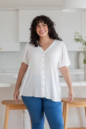 Winona Short Sleeve Blouse in White