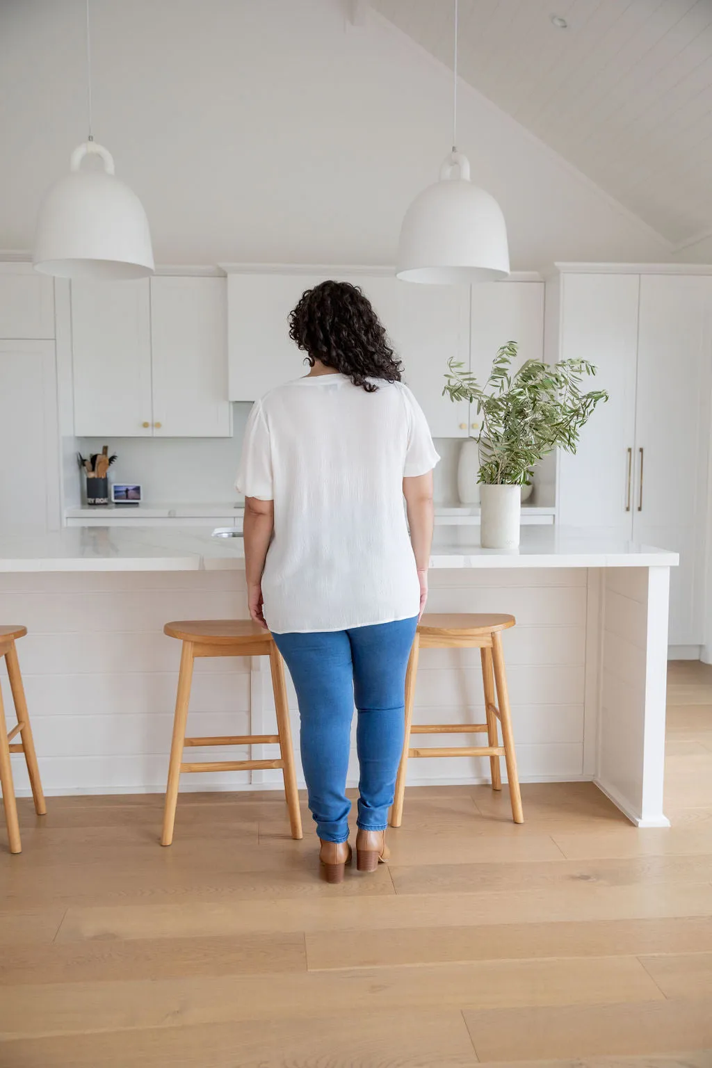 Winona Short Sleeve Blouse in White