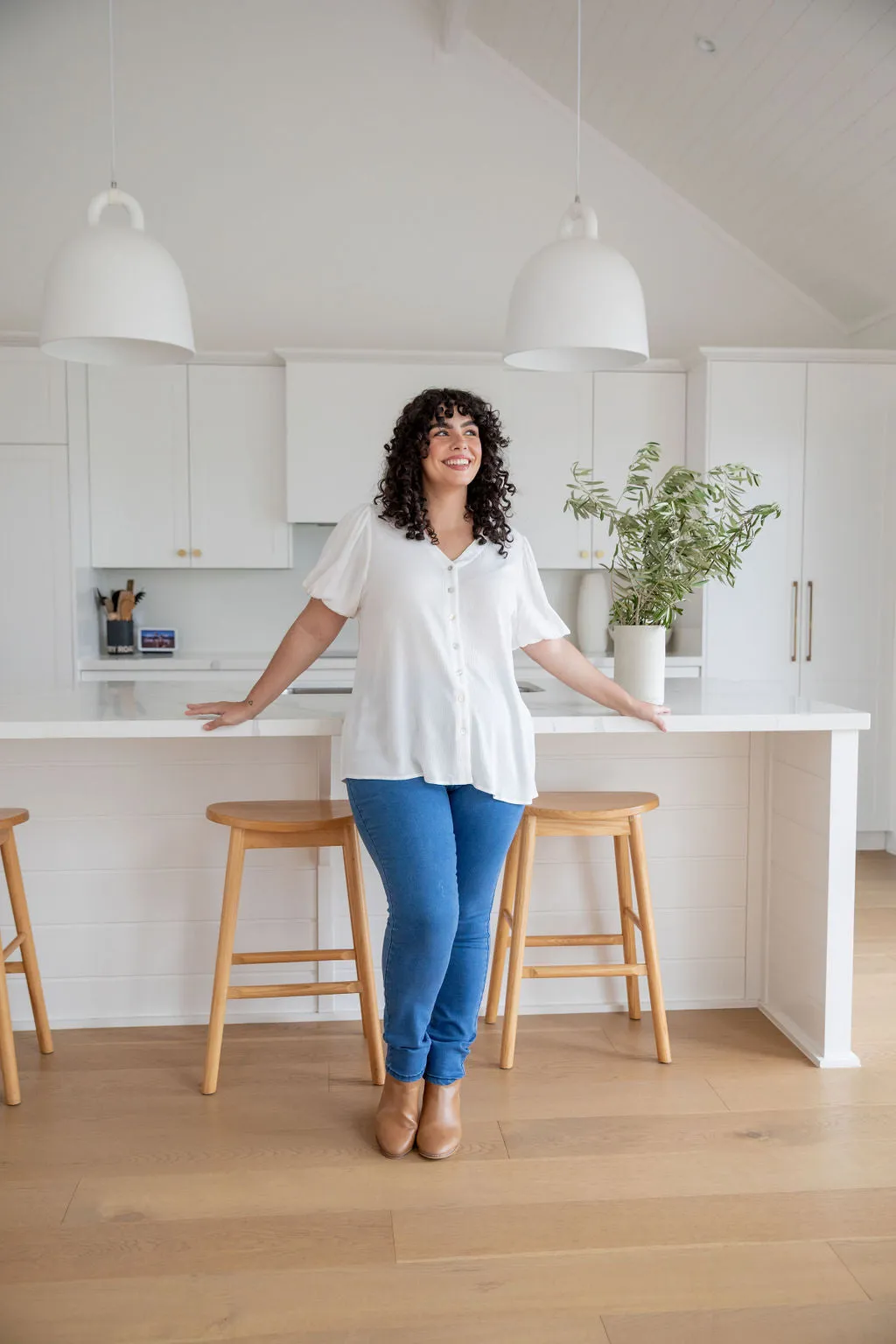 Winona Short Sleeve Blouse in White