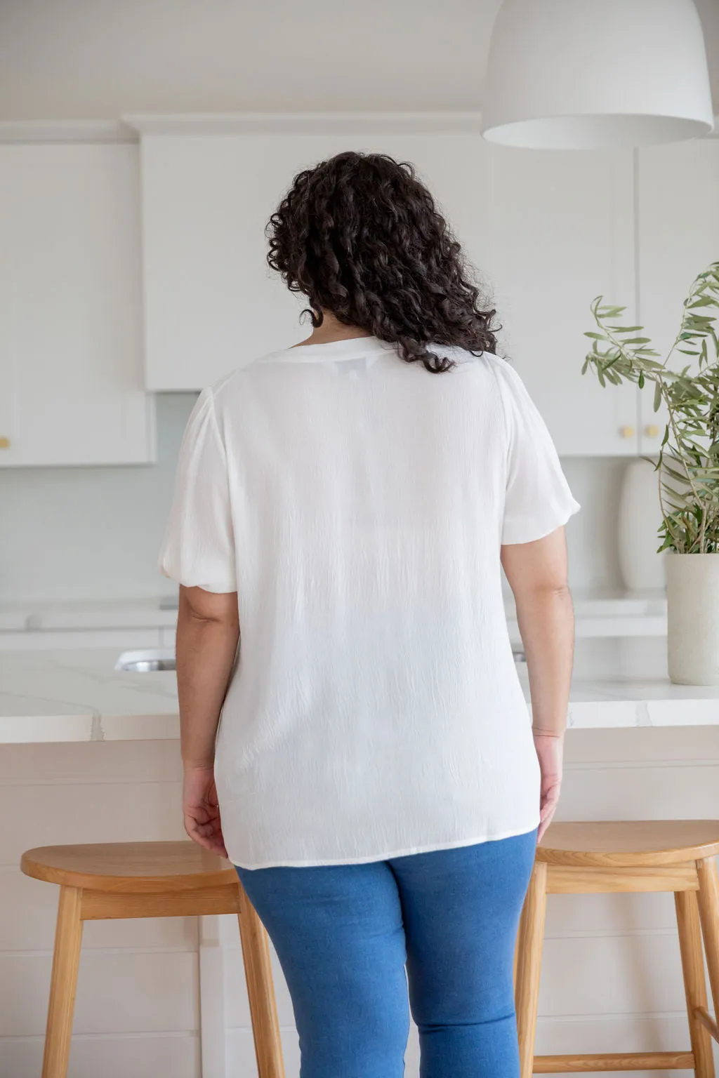 Winona Short Sleeve Blouse in White