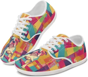 Women's Art Print Barefoot Cozy Non-Slip Wide Toe Box Breathable Mesh Tennis Shoes Zero Drop Walking Shoes for Teen Girls US 6-13.5