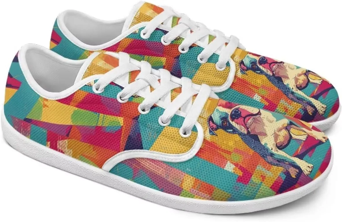 Women's Art Print Barefoot Cozy Non-Slip Wide Toe Box Breathable Mesh Tennis Shoes Zero Drop Walking Shoes for Teen Girls US 6-13.5