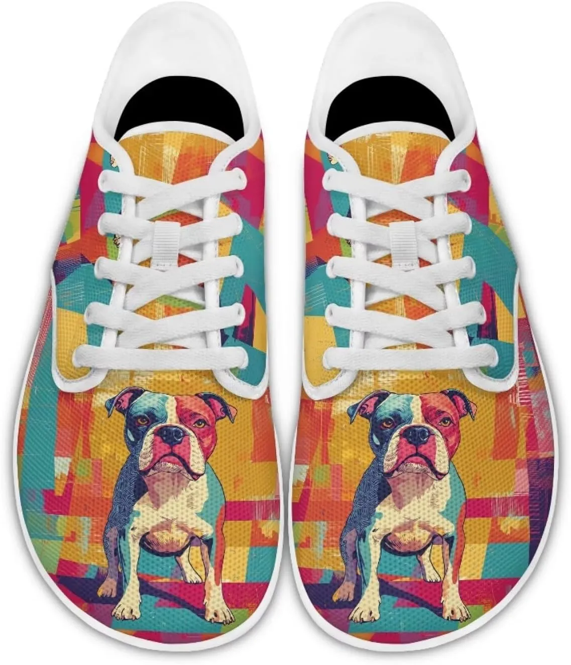 Women's Art Print Barefoot Cozy Non-Slip Wide Toe Box Breathable Mesh Tennis Shoes Zero Drop Walking Shoes for Teen Girls US 6-13.5