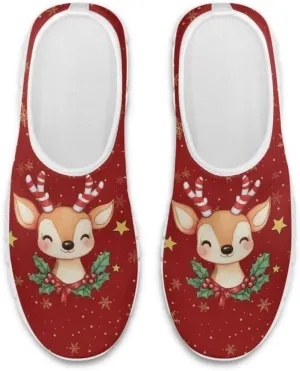 Women's Christmas Sneaker Casual Lightweight Low Top Running Shoes Cozy Slip On Non-Slip Holiday Walking Sneaker for Ladies US 5.5-11.5
