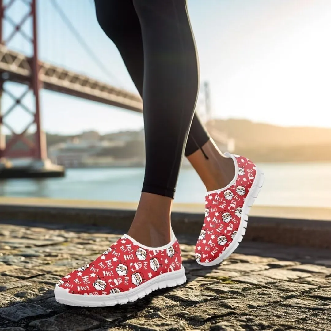 Women's Christmas Sneaker Casual Lightweight Low Top Running Shoes Cozy Slip On Non-Slip Holiday Walking Sneaker for Ladies US 5.5-11.5