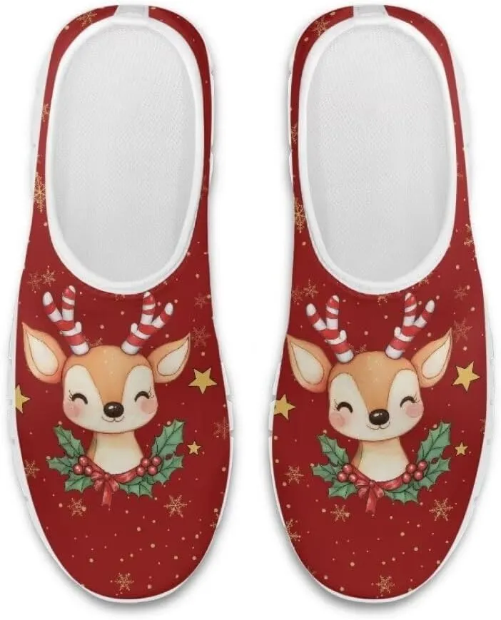 Women's Christmas Sneaker Casual Lightweight Low Top Running Shoes Cozy Slip On Non-Slip Holiday Walking Sneaker for Ladies US 5.5-11.5