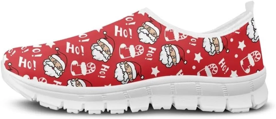 Women's Christmas Sneaker Casual Lightweight Low Top Running Shoes Cozy Slip On Non-Slip Holiday Walking Sneaker for Ladies US 5.5-11.5