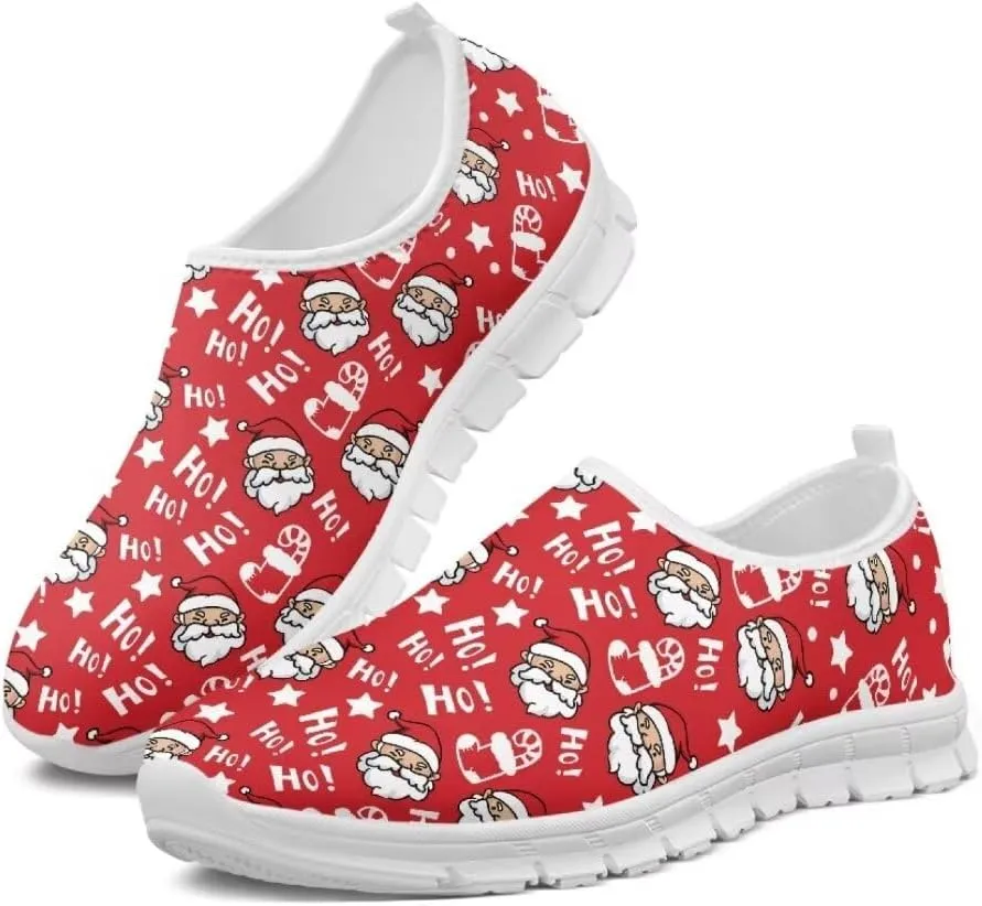 Women's Christmas Sneaker Casual Lightweight Low Top Running Shoes Cozy Slip On Non-Slip Holiday Walking Sneaker for Ladies US 5.5-11.5