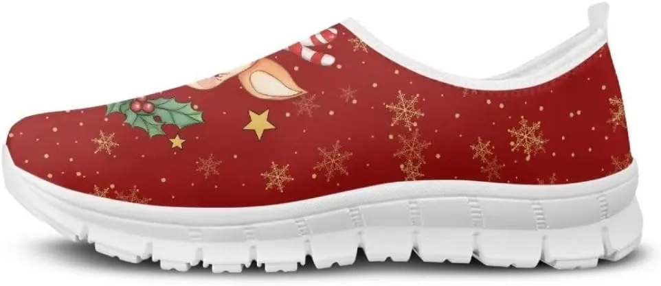 Women's Christmas Sneaker Casual Lightweight Low Top Running Shoes Cozy Slip On Non-Slip Holiday Walking Sneaker for Ladies US 5.5-11.5