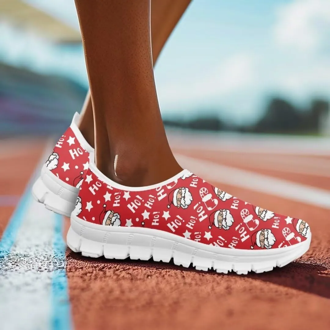 Women's Christmas Sneaker Casual Lightweight Low Top Running Shoes Cozy Slip On Non-Slip Holiday Walking Sneaker for Ladies US 5.5-11.5
