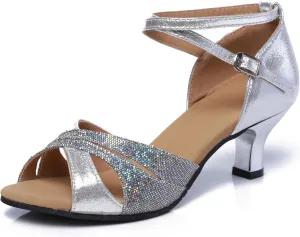 Womens Latin Ballroom Dance Shoes Open Toe Ballroom Salsa Bachata Party Performance Dance Shoes,Model FT-012